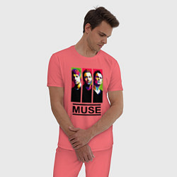 Пижама хлопковая мужская Muse Art, цвет: коралловый — фото 2