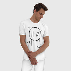 Пижама хлопковая мужская TWENTY ONE PILOTS TOP, цвет: белый — фото 2