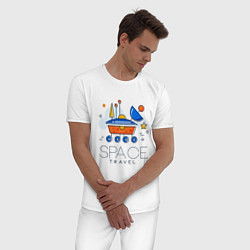 Пижама хлопковая мужская Space Travel, цвет: белый — фото 2