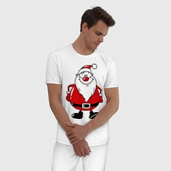 Пижама хлопковая мужская Дедушка мороз, цвет: белый — фото 2