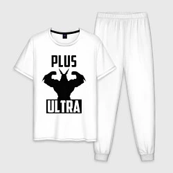Пижама хлопковая мужская PLUS ULTRA черный, цвет: белый