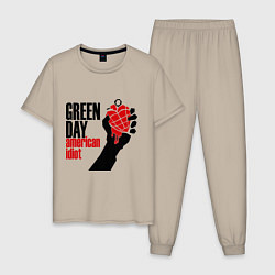 Пижама хлопковая мужская Green Day: American idiot, цвет: миндальный