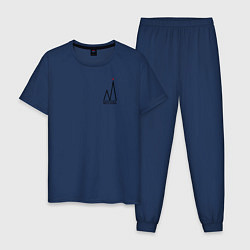 Пижама хлопковая мужская Москва-чёрный логотип, цвет: тёмно-синий
