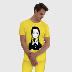 Пижама хлопковая мужская Wednesday Addams, цвет: желтый — фото 2