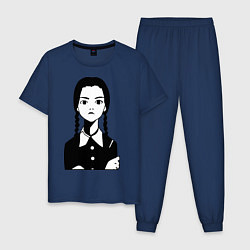 Пижама хлопковая мужская Wednesday Addams, цвет: тёмно-синий