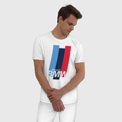 Пижама хлопковая мужская BMW motosport, цвет: белый — фото 2
