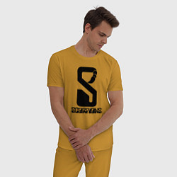 Пижама хлопковая мужская Scorpions logo, цвет: горчичный — фото 2