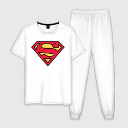 Пижама хлопковая мужская Superman logo, цвет: белый