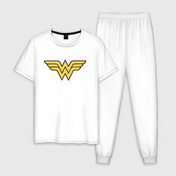 Пижама хлопковая мужская Wonder Woman, цвет: белый