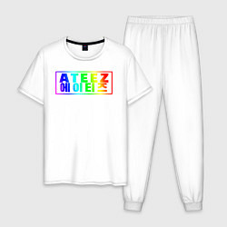 Пижама хлопковая мужская Ateez, цвет: белый