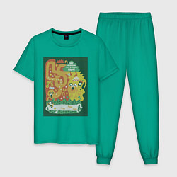 Пижама хлопковая мужская Время приключений Jake, цвет: зеленый