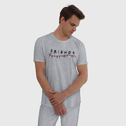 Пижама хлопковая мужская Logo New Year Friends, цвет: меланж — фото 2