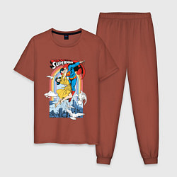 Пижама хлопковая мужская Superman, цвет: кирпичный