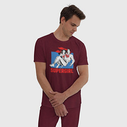 Пижама хлопковая мужская Superman & Supergirl, цвет: меланж-бордовый — фото 2