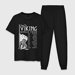Пижама хлопковая мужская Viking world tour, цвет: черный