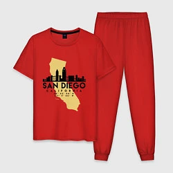 Пижама хлопковая мужская Сан-Диего Калифрния, цвет: красный
