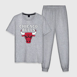 Пижама хлопковая мужская CHICAGO BULLS, цвет: меланж