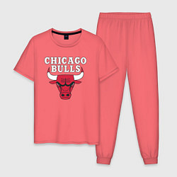 Пижама хлопковая мужская CHICAGO BULLS, цвет: коралловый