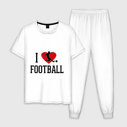 Пижама хлопковая мужская I love football, цвет: белый