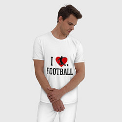 Пижама хлопковая мужская I love football, цвет: белый — фото 2