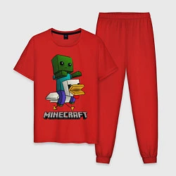 Пижама хлопковая мужская MINECRAFT, цвет: красный