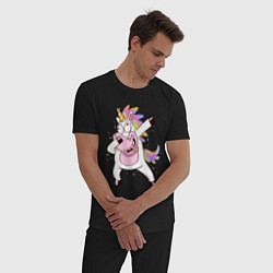 Пижама хлопковая мужская Dabbing Unicorn, цвет: черный — фото 2