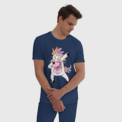 Пижама хлопковая мужская Dabbing Unicorn, цвет: тёмно-синий — фото 2