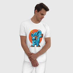 Пижама хлопковая мужская Dab Elephant, цвет: белый — фото 2