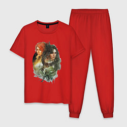 Пижама хлопковая мужская Ведьмак: Трис и Йеннифер, цвет: красный