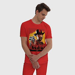 Пижама хлопковая мужская Red dead redemption 2, цвет: красный — фото 2
