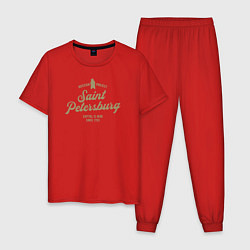 Пижама хлопковая мужская Санкт-Петербург Gold Classic, цвет: красный