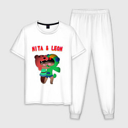 Пижама хлопковая мужская Nita & Leon, цвет: белый