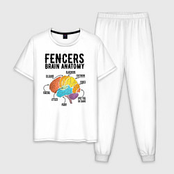 Пижама хлопковая мужская Fences Brain Anatomy, цвет: белый