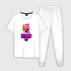 Пижама хлопковая мужская BRAWL STARS:СЭНДИ, цвет: белый
