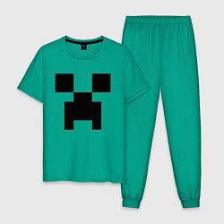 Пижама хлопковая мужская Minecraft, цвет: зеленый