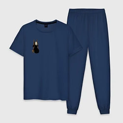 Пижама хлопковая мужская Безликий на качелях, цвет: тёмно-синий