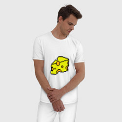Пижама хлопковая мужская Сыр-пиксели, цвет: белый — фото 2