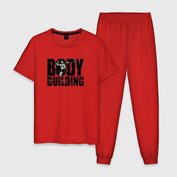 Пижама хлопковая мужская Бодибилдинг, цвет: красный