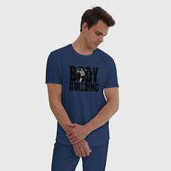 Пижама хлопковая мужская Бодибилдинг, цвет: тёмно-синий — фото 2