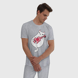 Пижама хлопковая мужская Music Cat, цвет: меланж — фото 2