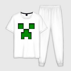 Пижама хлопковая мужская MINECRAFT CREEPER, цвет: белый