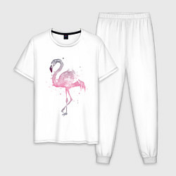 Пижама хлопковая мужская Flamingo, цвет: белый