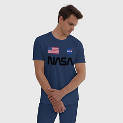 Пижама хлопковая мужская NASA НАСА, цвет: тёмно-синий — фото 2