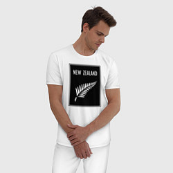 Пижама хлопковая мужская Регби Новая Зеландия, цвет: белый — фото 2