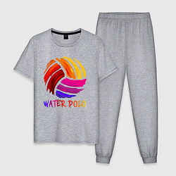Пижама хлопковая мужская Мяч для водного поло, цвет: меланж