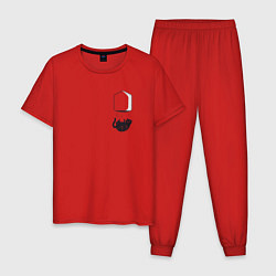 Пижама хлопковая мужская Кот, цвет: красный