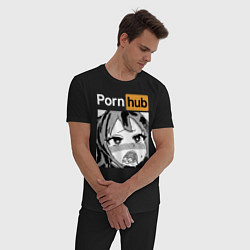 Пижама хлопковая мужская Pornhub Ахегао, цвет: черный — фото 2