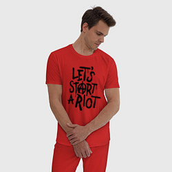 Пижама хлопковая мужская Three Days Grace, цвет: красный — фото 2