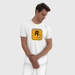 Пижама хлопковая мужская Rockstar Games, цвет: белый — фото 2