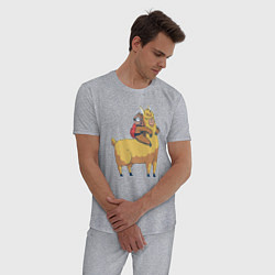 Пижама хлопковая мужская Ленивец и лама, цвет: меланж — фото 2